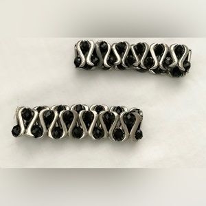 FAUX BEADED BLACK RHINESTONE AND METAL BRACELETS - NEW